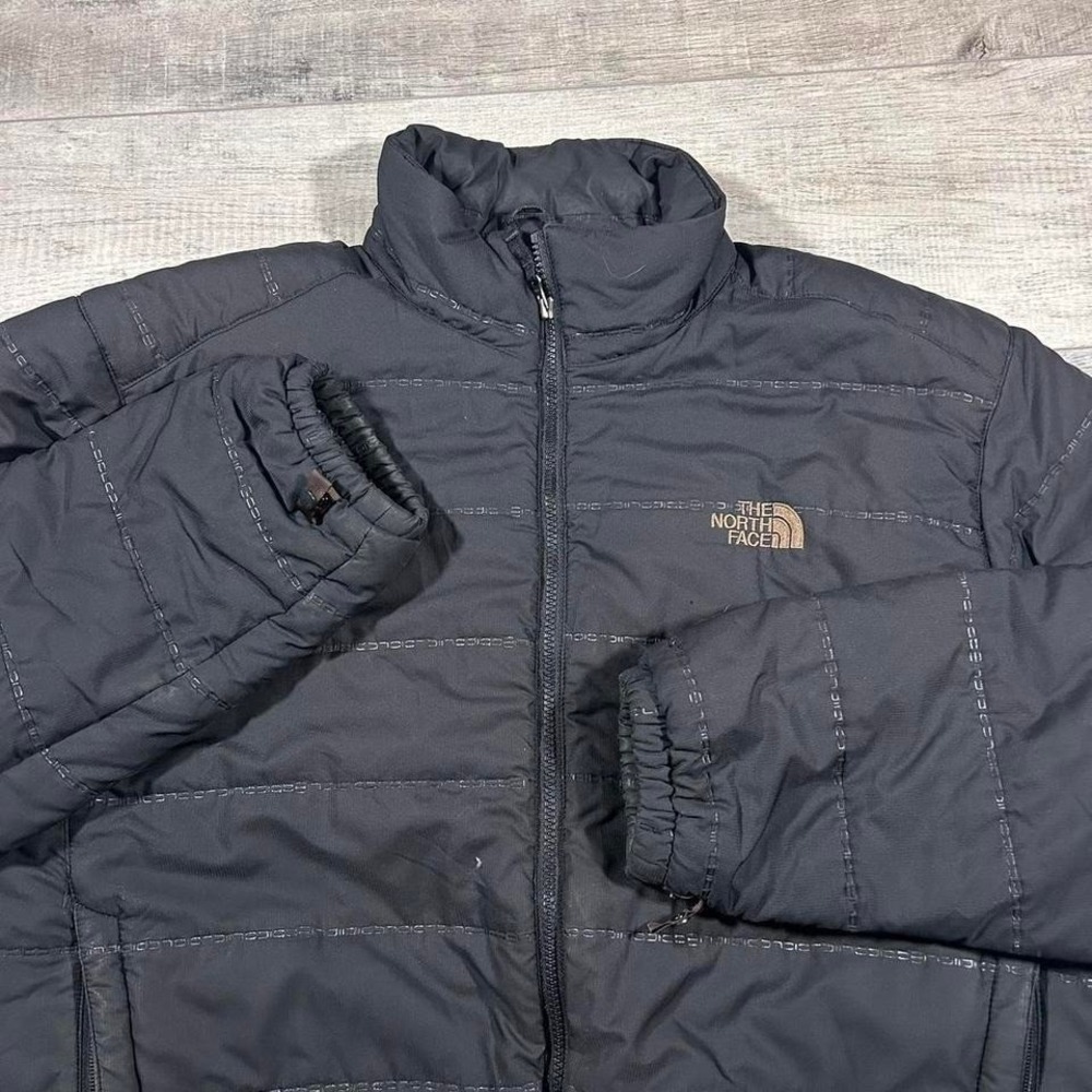 Men's vintage black and gold embroidered Northface black puffer jacket size XL